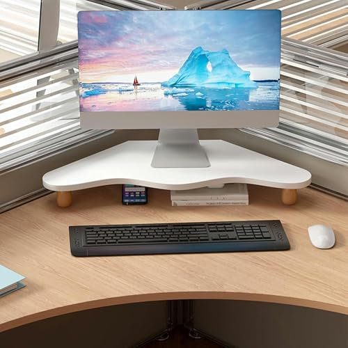 XDRGOOIUY Dreieckiger Monitorständer für den Schreibtisch, platzsparendes Eckregal für den Computer-Desktop, ergonomische Laptop-Erhöhungen für Drucker/Faxgeräte (Holz)