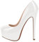 MissHeel Closed Toe Stiletto High Heels Pumps for Women Slip-on Invisible Platform Court Shoes Patent Leather Prom Wearing White Size 12