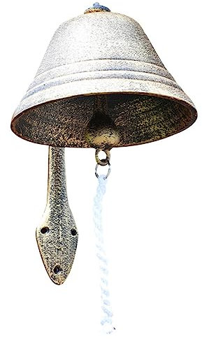 jojofuny Suoneria in Ferro Stile Rustico Pastorale Manuale Vibrante Decorazione Da Giardino Per Esterni Retrò Per Casa e Bar