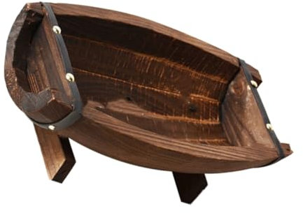 POPETPOP Macetero de Madera Rústico Barril 37X23 Cm para Plantas Suculentas y Decoración de Interiores y Exteriores Jardinera Decorativa para Patio o Jardín