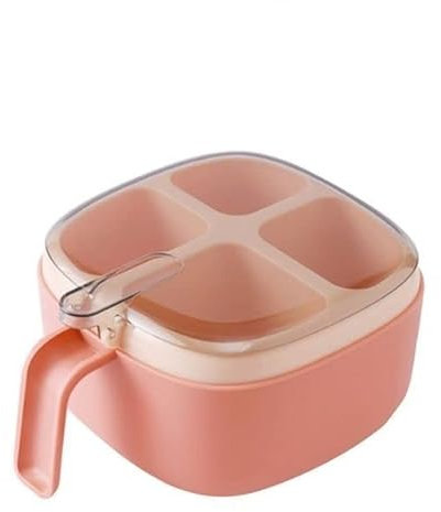 UTTDP Gewürzbehälter Gewürz, 4-in-1-Gewürzbox mit Löffel, Gewürzglas, Gewürzdosen, mehrere Fächer, Kräutertöpfe, Küchenzubehör, Gewürze(Pink)