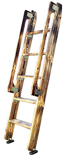 Bettleiter, Rutschfeste Etagenbettleiter Aus Holz Mit Haken, Platzsparende Vintage-Bodenleiter Für Einzelbetten, Hochleistungs-Sicherheitsleiter Für Hochbetten, Max. 200 K,HIGH 125 cm/49.2 inch