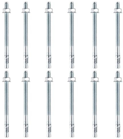 Lot de 12 Goujon Ancrage M10, Boulons à Expansion Robustes, Boulon d'ancrage en Acier Galvanisé pour Garde-Corps, Fenêtres, Murs Rideaux, Machines, Poutres (M10 x 110 mm)