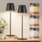 Aooshine Cordless Table Lamps Set of 2 Rechargeable, Battery Operated Lamp with 3-Color Modes, Portable Dimmable USB Touch Lamp for Bedroom, Living Room, Dining, Outdoor(Black)