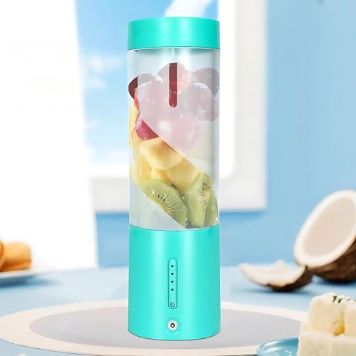 Boxonly Portable Juicer Blender, USB Rechargeable Smoothie Maker with 6 Upgraded Blades and 4000mAh Battery, 450ml/15oz Capacity, Ideal for Smoothies, Protein Shakes, Travel and Office (Mint Blue)