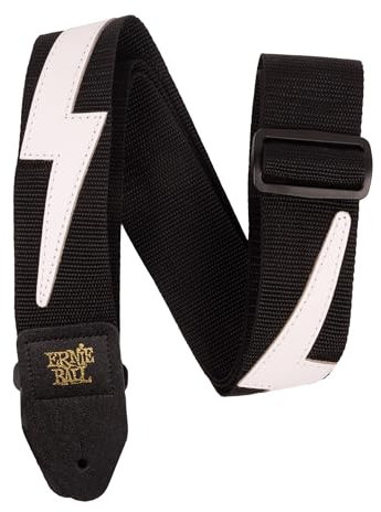 Ernie Ball Premium Gitarrengurt/Bassgurt, Weißer Blitz (White Lightning)