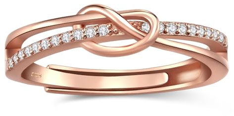 Macachii Verlobungsring Damen Gold Silber 925 Ringe für Frauen Eheringe Ring Frauen Fingerring Damenring Verstellbar Promise Eheringe Silberring für Freundin Frau Momür Schmuck