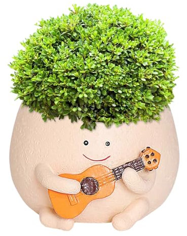 Smiley Face Planter Pot, Cute Plant Pot 4 Inch Resin Funny Planter with Drainage, Unique Plant Gifts for Women Small Succulent Face Flower Pot, Fun Teacher Appreciation Gift Plant Pots Indoor