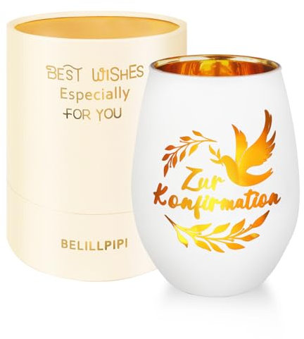 Belillpipi Windlicht Geschenke zur Konfirmation für Mädchen und Junge Personalisiert Konfirmation Geschenke mit Geschenkbox, Konfirmation Geschenke für Frauen, Teelichthalter Geschenkidee