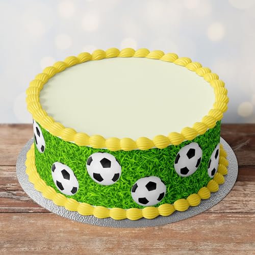 Edible Pre-Cut Football Footy Sport Border Ribbon Cake Wrap x 3 Fondant Cake Topper Decoration - Ideal For Decorating Your Cakes And Easy To Use