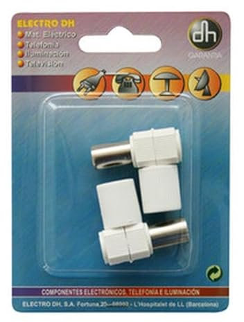 Conector de TV con 1 Macho y 1 Hembra, presentado en Blister, Conexiones de Antena y Equipos de Audio y Video.