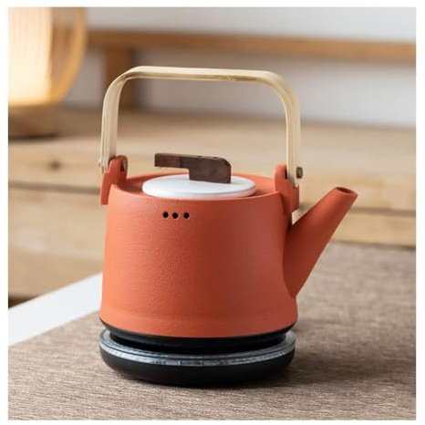 ZYJIX Electric Kettle - 800ml Ceramic Water Kettle, Fast Boil, Quiet Operation, Traditional Design For Home Kitchen - Electric Tea Kettle(Color:Orange)