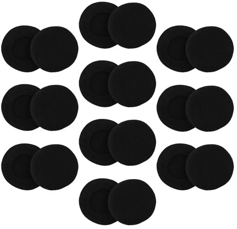 vhbw 20x Ohrpolster kompatibel mit Sennheiser PX100 II, PX100, PX100 IIi, PX200 Kopfhörer Headset, Schaumstoff Schwarz, Matt