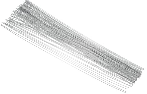 PATIKIL 18 Gauge 16/40cm Blumenstiel Braht 100 Stück Papierummantelter Eisen Kunstblumen Draht Zubehör Für DIY Straußstiel Und Basteldekoration Silber