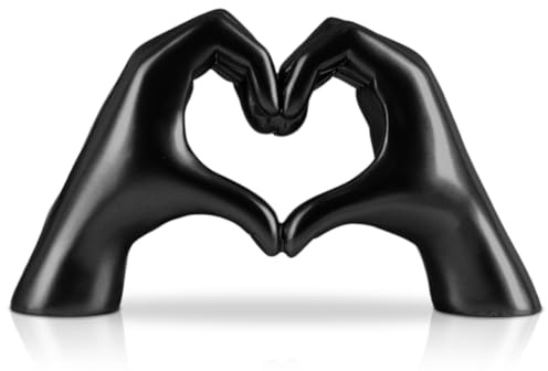 Keramik Statue, Herzform Hand Statue, Herz Hand Skulptur, Liebesfingerstatue Moderne, Finger Geste Statuen, Romantische Paar Statue, für Couchtisch Wohnzimmer Schlafzimmer, Geschenke für Hochzeit