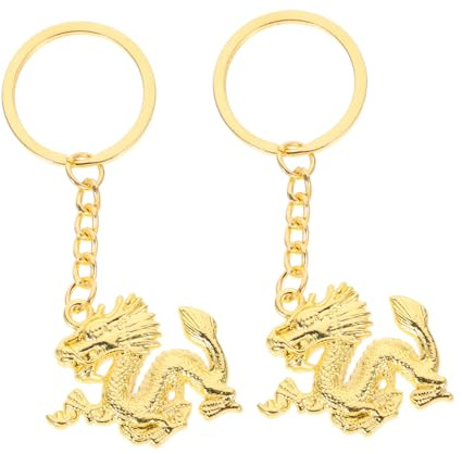 STOBAZA Lot de 2 Porte-clés Dragon du Zodiaque Chinois 2024 en Alliage Métallique, Pendentifs Décoratifs Polyvalents pour Paquet et Bagages, Présent Nouvel an Chinois, Décoration Festive