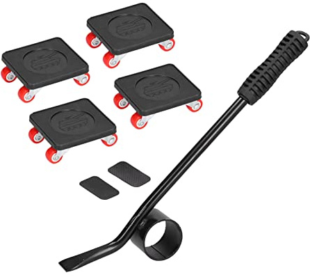 Xiuganpo Hochleistungs 800 Kg Möbel Dolly und Mover mit 4X 360 ° -Rädern, Edelstahlplatte und Nicht -Slip -Rollen, Einschließlich Hebelstange, Smooth Mobility Furniture Mover