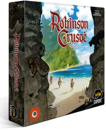 IELLO Robinson Crusoe: Abenteuer auf der Verfluchten Insel | Kooperatives Gesellschaftsspiel für Abenteuer und Überleben | 1 bis 4 Spieler | 7 skalierbare Szenarien | Erkundung, Bau & Gefahr