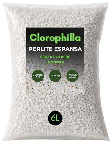 CLOROPHILLA Perlite per Piante in Vaso Leggera e Porosa, Perlite Giardinaggio Ideale per Terricci, per Piante, Ortaggi e Spezie (6 Litri)