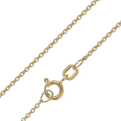 trendor Kette für Anhänger 925 Silber Vergoldet Ankerkette 1,3 mm 21835 | puristischer Halsschmuck, Sterlingsilber, goldplattierte Rundanker-Kette mit Zwischenöse