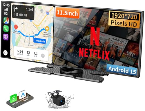 2026 Neuestes 11,5 Zoll für Apple Carplay Display Android Auto Display: Car Play mit GPS Navigation OTA-Updates Net-Flix YouTube Rückfahrkamera Bluetooth 5.0 Sprachsteuerung IPS Touchscreen AUX FM