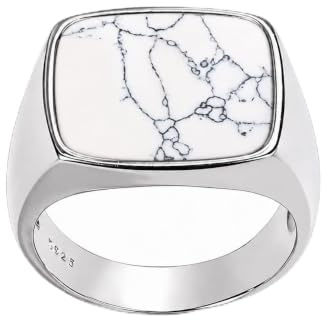 Herren Siegelring aus 925 Sterling Silber mit Naturstein Rechteckiger Silberring für Herren Eleganter Massiver Ring im Zeitlosen Design für Alltag und Freizeit