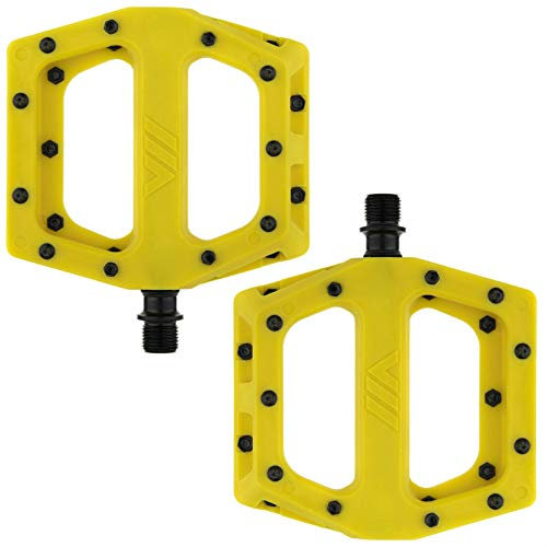 Dmr V11 flache Mountainbike-Pedale, gelb/schwarz, Stahlachse/Paar, leichtes Nylon-Verbund-Kunststoff, MTB, Rad-Teil Downhill, Freeride, Trail, Dirt Jump Cycle breite Plattform, stimmbarer Pingrip