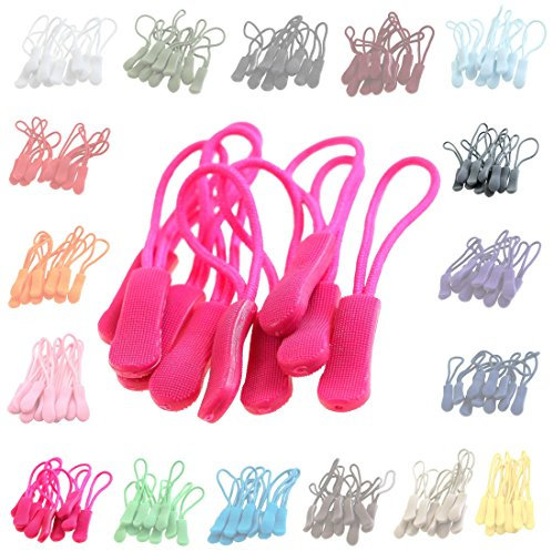 10 Zipper-Schlaufen 70 Farben Reißverschluss-Anhänger Reißverschluss-Verlängerung Pull Anhänger, Farbe:pink