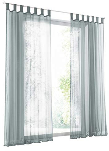 BAILEY JO 1er-Pack Gardine mit Schlaufen Vorhänge Transparent Voile Vorhang (BxH 140x145cm, hell grau)