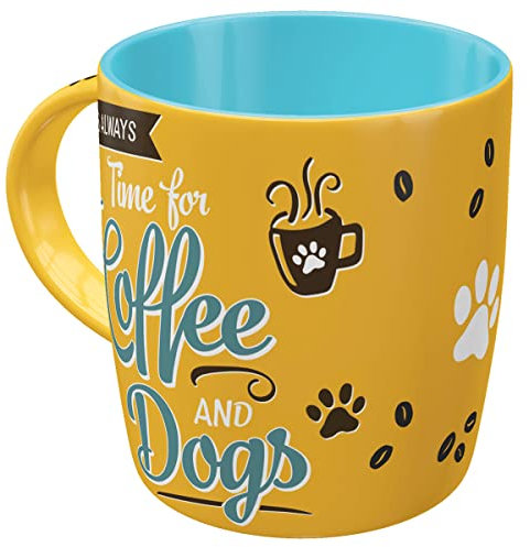 Nostalgic-Art Tasse à café rétro, Coffee and Dogs – Idée de cadeau pour propriétaires de chiens, en céramique, design vintage avec citation, 330 ml