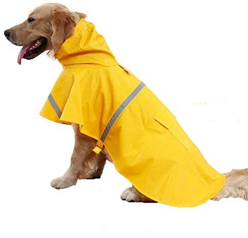 Tineer Einstellbare wasserdichte Haustier Hund Mit Kapuze Regenmantel Reflektierende Hund Regen Mantel Jacke Hund Regen Kleidung für Kleine Mittelgroße Hunde (S/M, Gelb)