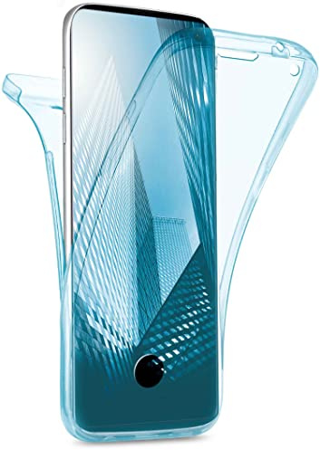 moex Double Case für Samsung Galaxy S10 Hülle Silikon Transparent, 360 Grad Full Body Rundum-Schutz, Komplett Schutzhülle beidseitig, Handyhülle vorne und hinten - Türkis