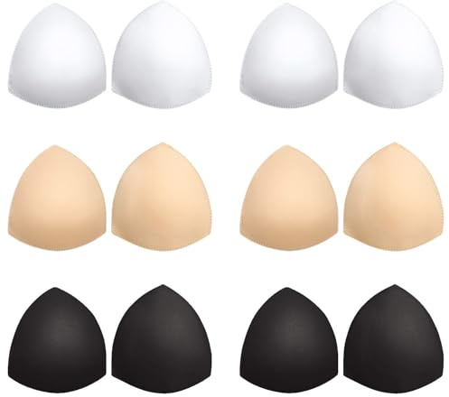 Awpeye Inserti per reggiseno, 6 paia, inserti per coppe reggiseno, inserti rimovibili per migliorare il seno da donna, nero, 6 Count (Pack of 1)