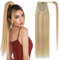 TESS Ponytail Extension Echthaar 55 cm Lang 95g Glatt Gewickelt Pferdeschwanz Haarteil Echthaar Wrap around für Frauen (55 cm-#18/613 Hellgoldblond/Lichtblond)