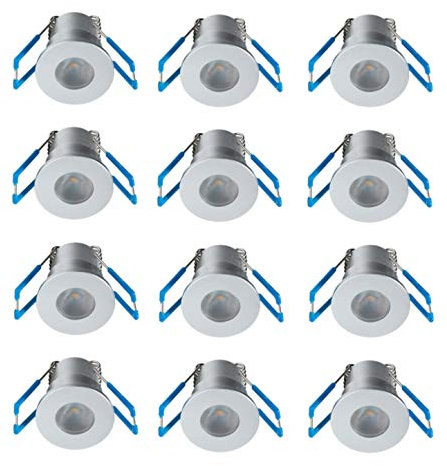 LEDUX 1W Mini Einbaustrahler IP65 Wassergeschützt 3000K Warmweiß Dimmbar, Mini-Einbauleuchten für Innen- und Außen, Terrassendach, Bad, Dusche uvm (Silber, 12er-Set, ohne Funk)