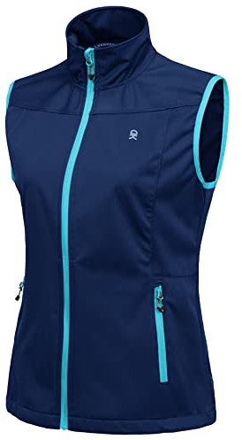 Little Donkey Andy Leichte Softshell-Weste für Damen, Winddichte ärmellose Jacke für Wanderungen Blau S