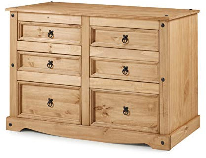 Corona Chest of Drawers 3+3 6 Drawer Low Wide Sideboard Bedroom