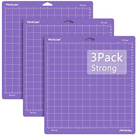 Worklion Schneidematte 30,5 x 30,5 cm Strong haftung für Cricut: Cricut Explore One/Air/Air 2/Maker stark klebend rutschfeste langlebige Matte für Kunst und Bastel, lila Schneidematte (3er-Pack)