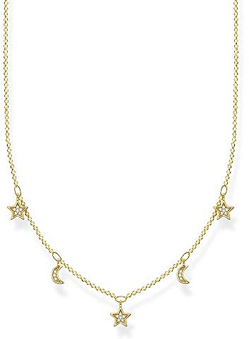 Thomas Sabo Damen Halskette Monde & Sterne gold, 925 Sterlingsilber, 40-45 cm Länge