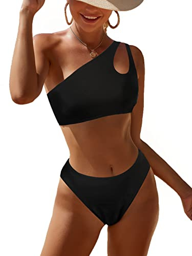 JFAN Traje de Baño Mujer Conjunto de Bikini Un Hombro Trajes de Baño Ahuecados Bañador Atractivo de Dos Piezas