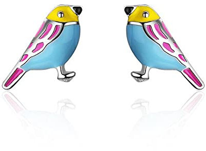 Niedliche 925 Sterling Silber Bunte Vogel Ohrstecker Für Kinder Kinder Mädchen Schönes Tier Sterling-Silber-schmuck