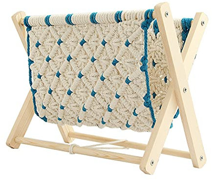 Soapow Porte-revues en macramé - Panier de rangement sur pied pour livres, journaux, disques