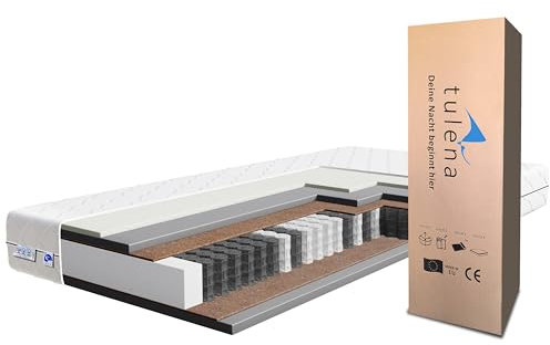 TULENA NOX Taschenfederkern Matratze 90x200 Federkernmatratze H4 + H5 Comfort 23cm hoch Probeschlafen Rollmatratze Wendematratze