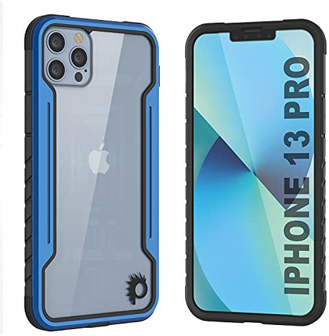 Punkcase Designed for iPhone 13 Pro [Ravenger Defense Series] Protective Military Grade Cover W/Aluminum Frame [Clear Back] Ultimate Drop Protection for iPhone 13 Pro (6.1) (2021) (Navy)