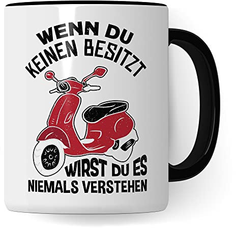 Tasse Mofa, Kaffeetasse Moped Geschenk, Roller Geschenkidee Vintage Mokick, Motorroller Geschenke Mopedfahrer Rollerfahrer Mofafahrer 50ccm Kaffee-Becher