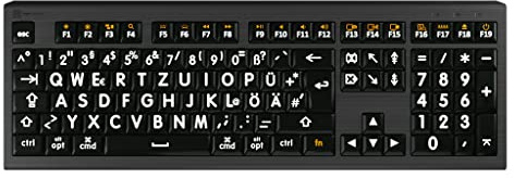 LogicKeyboard XL-Print Astra 2 White on Black DE (Mac)