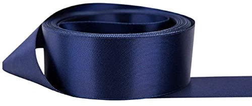 Double Sided Satin Ribbon Size 25mm x 10 Meters, Perfect for Gifts Wrap Sew Party, Decorations Events Dress Wedding Christmas Crafts, Bows Car, DIY, Bouquets, Cake More (Navy Blue)