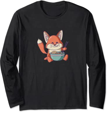 Fox Eating Pho Noodles Bol à ramen Ichiraku Manche Longue