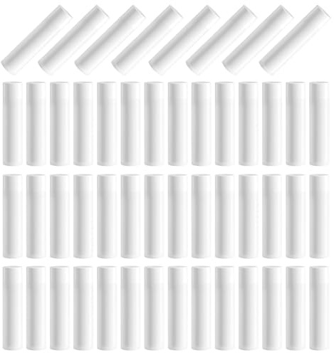 50 PCS White Plastic Empty Lip Balm Tubes Containers DIY Lipstick Lip Salve Tubes Holder Dispenser for Travel Business Trip Camping Hiking