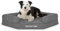 The Dog's Bed Orthopädisches Eck-Hundebett, Memory-Schaum, wasserdicht, groß, graues Leinen, lindert Arthritis und Hüftdysplasie, therapeutisch und stützend, waschbarer Leinen-Stoffbezug